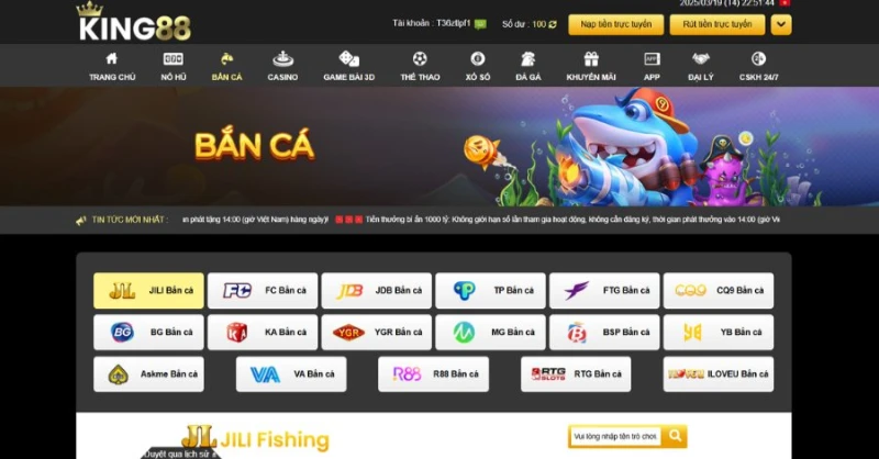 Bắn cá KING88 là sảnh game đắt khách nhất từ trước đến nay